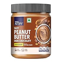 Saffola FITTIFY Tasty Peanut Butter | Dark Chocolaty | Super Creamy | High Protein | High Fiber | Vegan| No Trans Fat | 200g