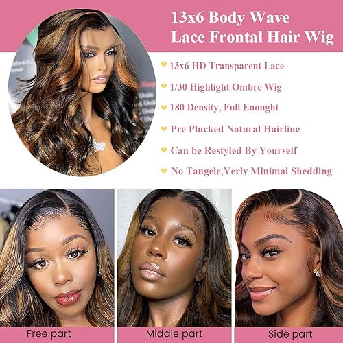 Miniatura 4 de Peluca de cabello humano ondulado con encaje frontal de 28 pulgadas, rubio miel de 13 x 6 pulgadas, pelucas de encaje frontal transparente HD para