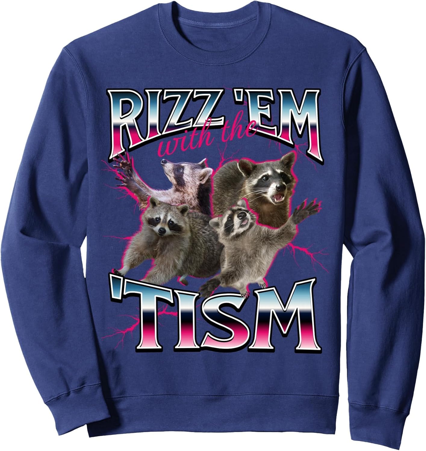 Autism Funny Rizz Em With The Tism Meme Autistic Racoon Sweatshirt