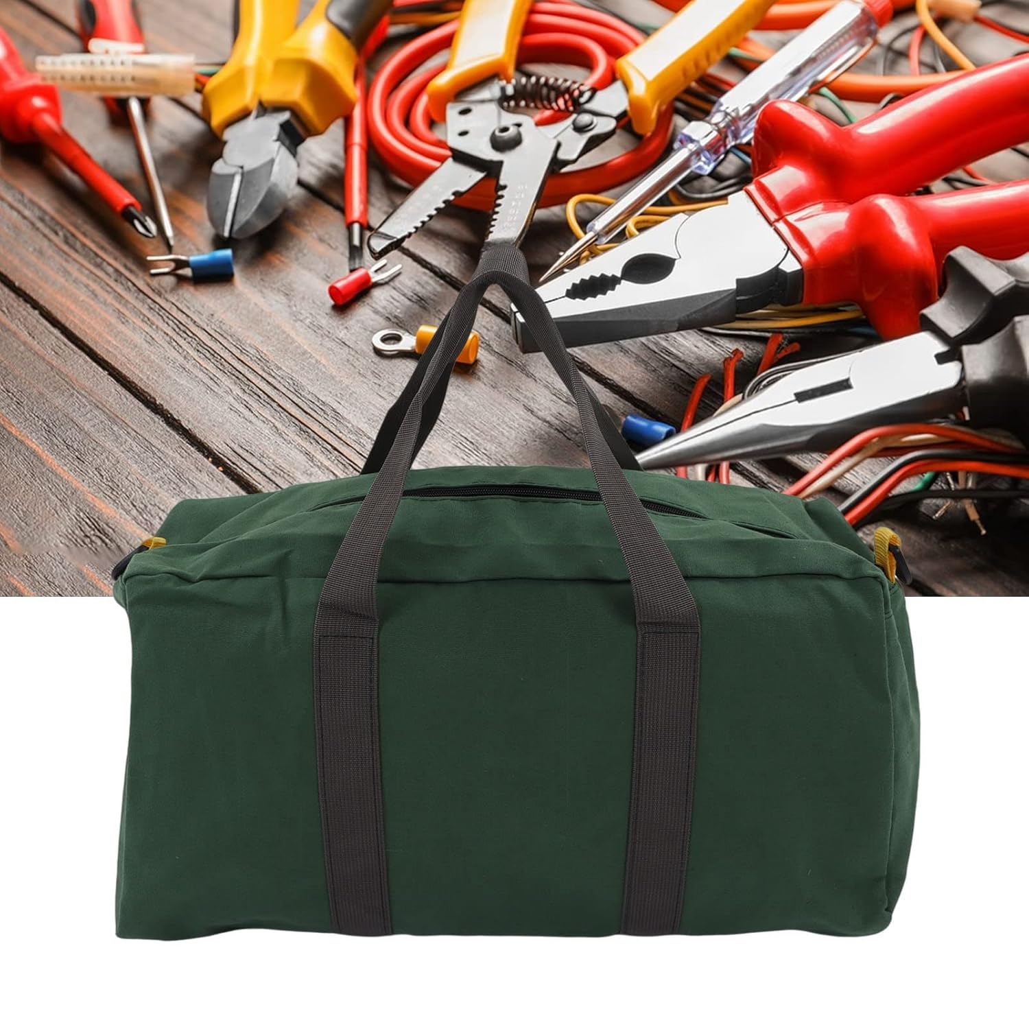 Hand Tool Storage Carry Tote, Heavy Duty Large Capacity Wide Mouth Portable for Carpentry Electrician (20in / 50.8cm)