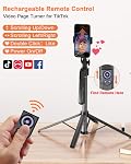 Yeaki 71” Auto Face Tracking Tripod for iPhone with Light,360° Rotating Phone Stand with Rechargeable Remote Control for TikTok Vlog Video Recording, Phone Tripod for Android Camera/GoPro/Ring Light