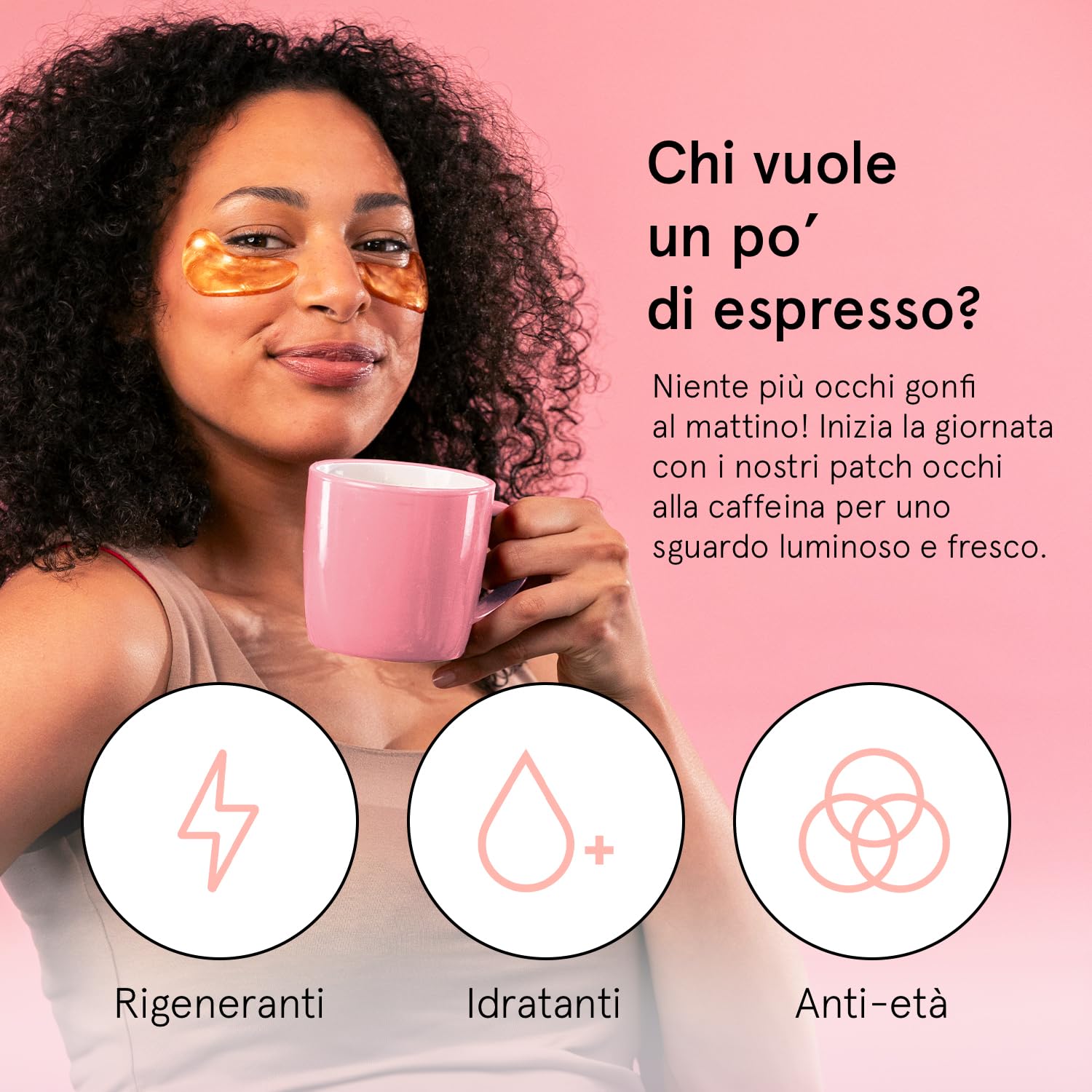 Patch Occhi (24 Paia, Caffè) – Maschera Occhiaie e Borse con Niacinamide ed Acido Ialuronico – Riduce Gonfiori e Rughe – Maschera Occhi Rassodante – Eye Patch by grace&stella