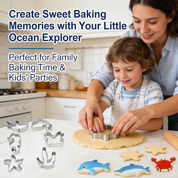 Set da 12 Formine per Biscotti a Forma di Animali Marini, in Acciaio Inox Alimentare, Sagome per Fondant, Pasticceria e Decorazioni, Utensile da Cucina Creativo per Bambini e Baking Familiare - 2