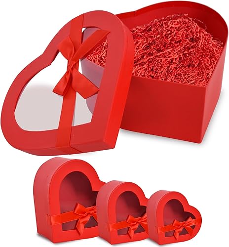 BEISHIDA Juego de 3 cajas en forma de corazón para el día de la madre para flores, chocolate y fresas, caja de regalo para mamá con tapas