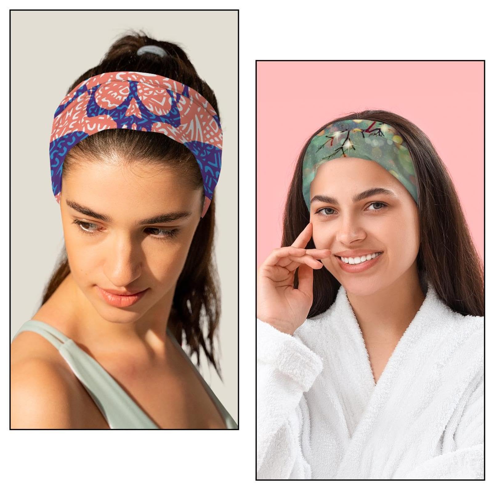 Lot de 6 bandeaux larges pour femme - Pour l'été, la plage, le yoga, l'entraînement - Bandeau doux - Antidérapants - Élastique - Pour la sueur, le yoga, l'entraînement