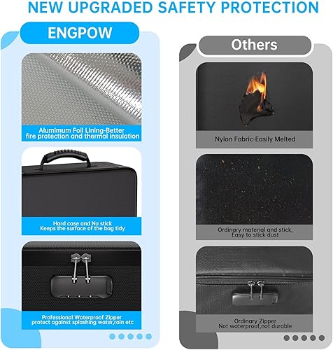 Miniatura 6 de ENGPOW Bolsa organizadora de archivos ignífuga de 5200  con carpeta de archivos de acordeón de 13 bolsillos, caja organizadora de documentos con