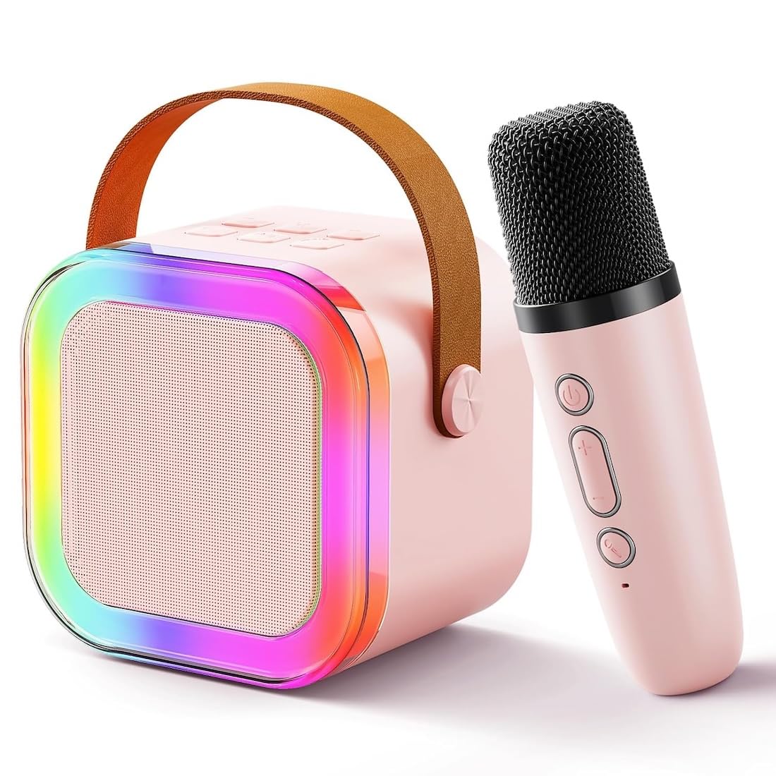 Clovercub K12 Bluetooth Karaoke Speaker with Wireless Mic, Pink | RGB Lights, Multi-Mode Compatible, Kids Toy, Portable with Handle, Bluetooth 5.3-image-13