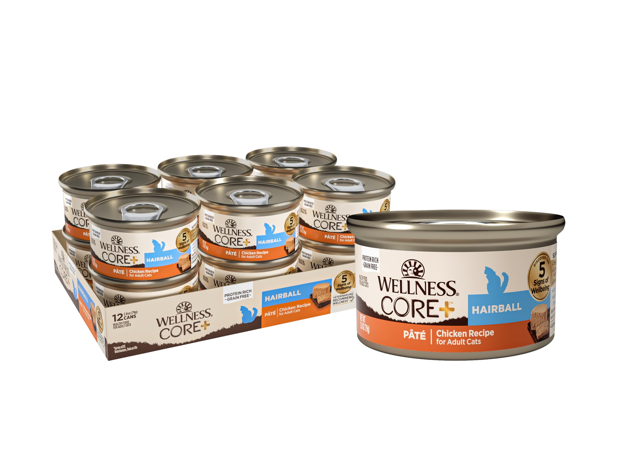 Amazon.com : Wellness CORE+ Hairball Pate Adult Canned Wet Cat