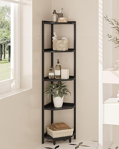 Miniatura 5 de Estante esquinero, estantería de esquina, estante de almacenamiento con marco de metal, soporte para plantas, estantería de esquina para sala
