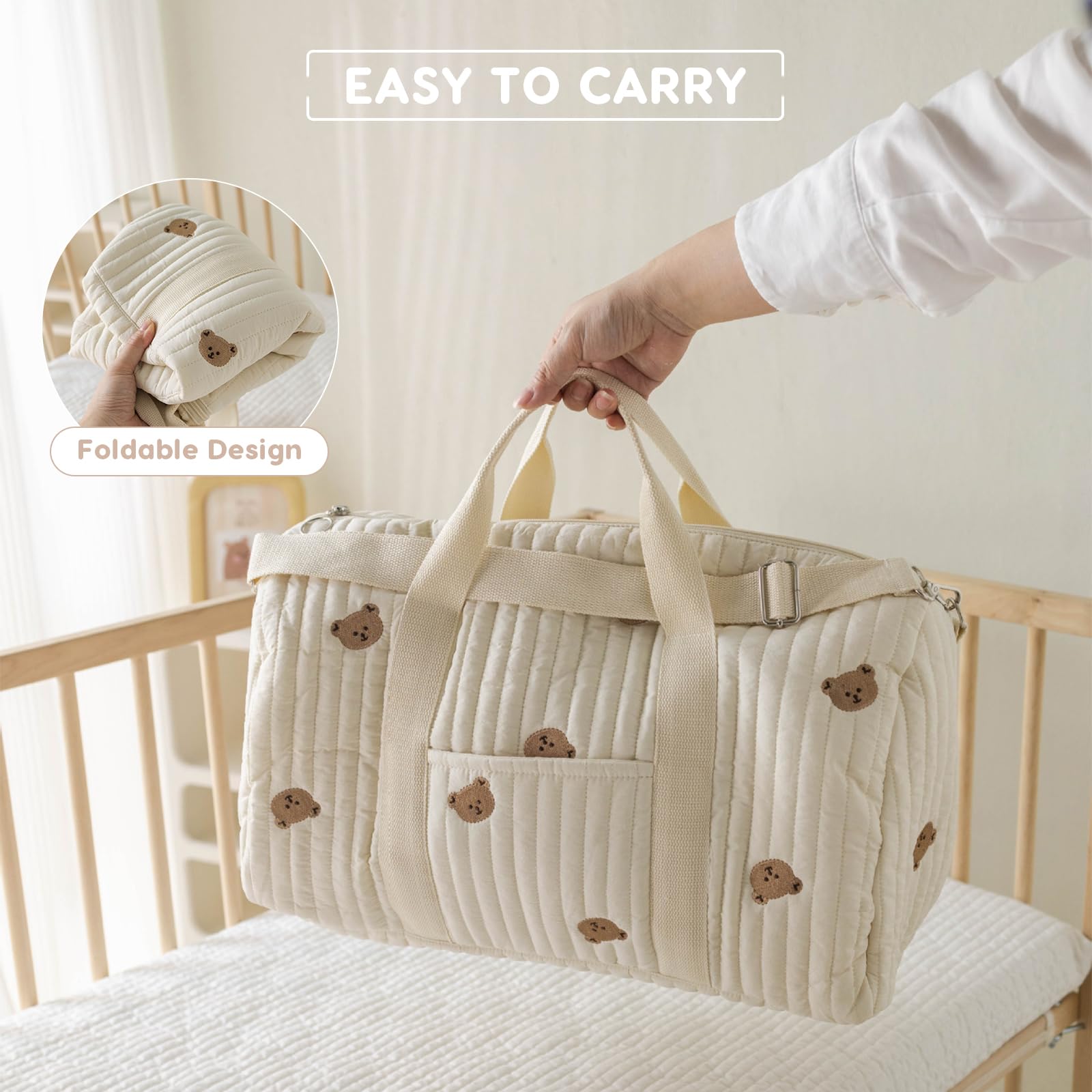 SONARIN Gran Capacidad Bordada Bolsa de Pañales para Bebé,Ligera Maternidad Messenger Bolso Bandolera de Cambio Bolsa Equipaje Bolsa de Viaje con Correa de Hombro