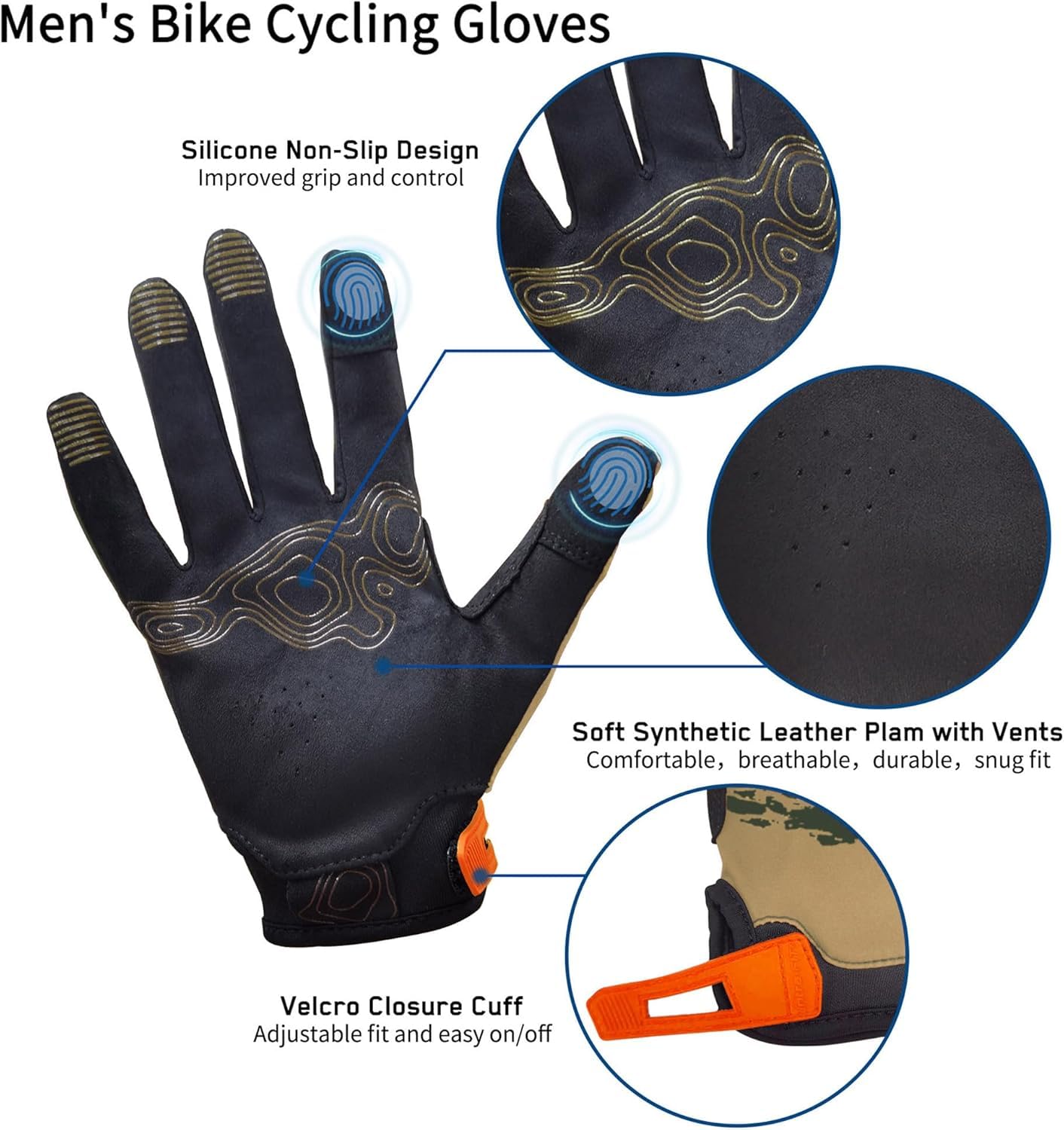 Guantes de ciclismo para hombre y mujer, para pantalla táctil, transpirables y ligeros, guantes de ciclismo de carretera para deportes al aire libre