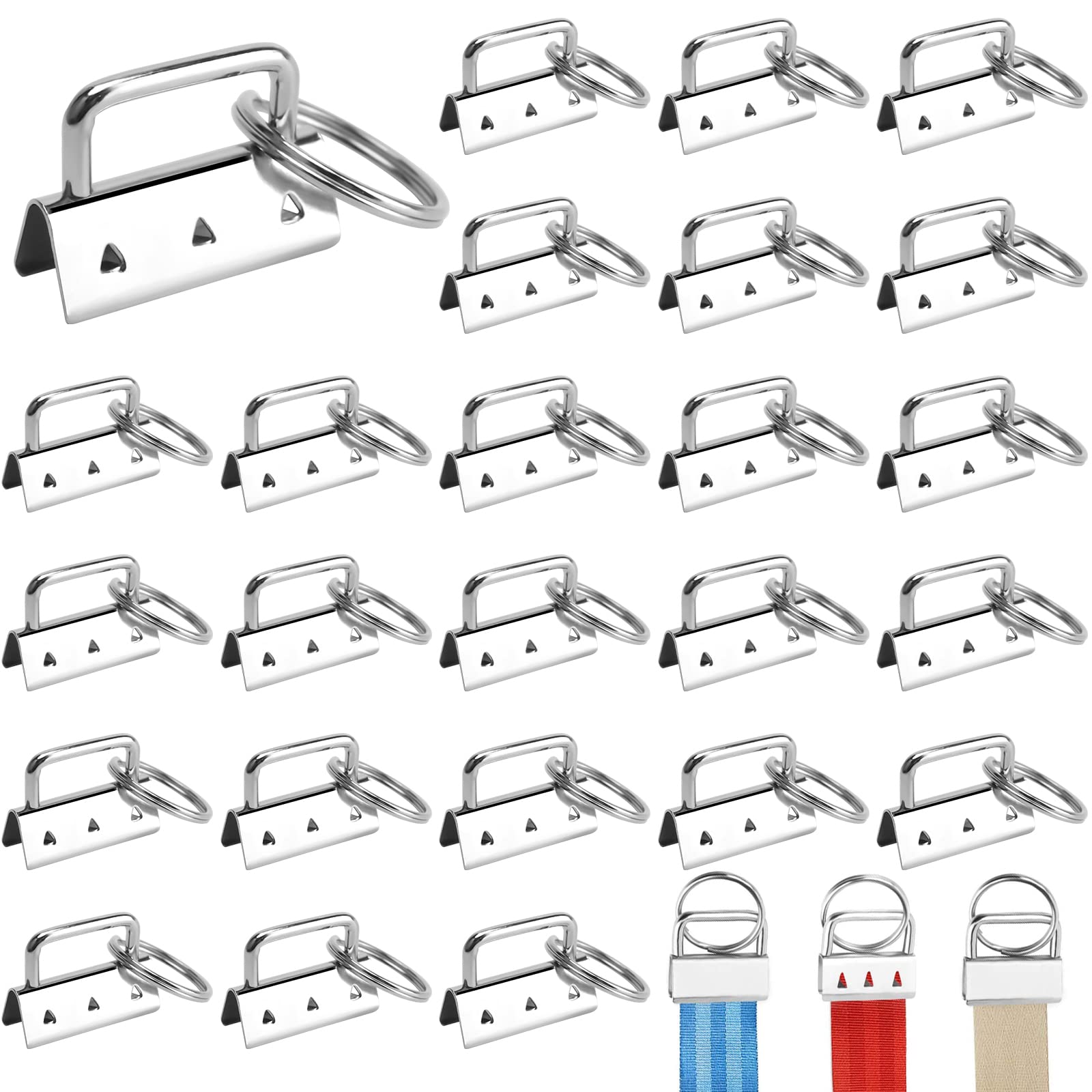 30 stuks sleutelhangerclips, 32 mm sleutelhangers, onbewerkte klemsluithangers met sleutelring, klemsluithanger voor het maken van doe -het-zelf sleutelbanden, 5 kleuren
