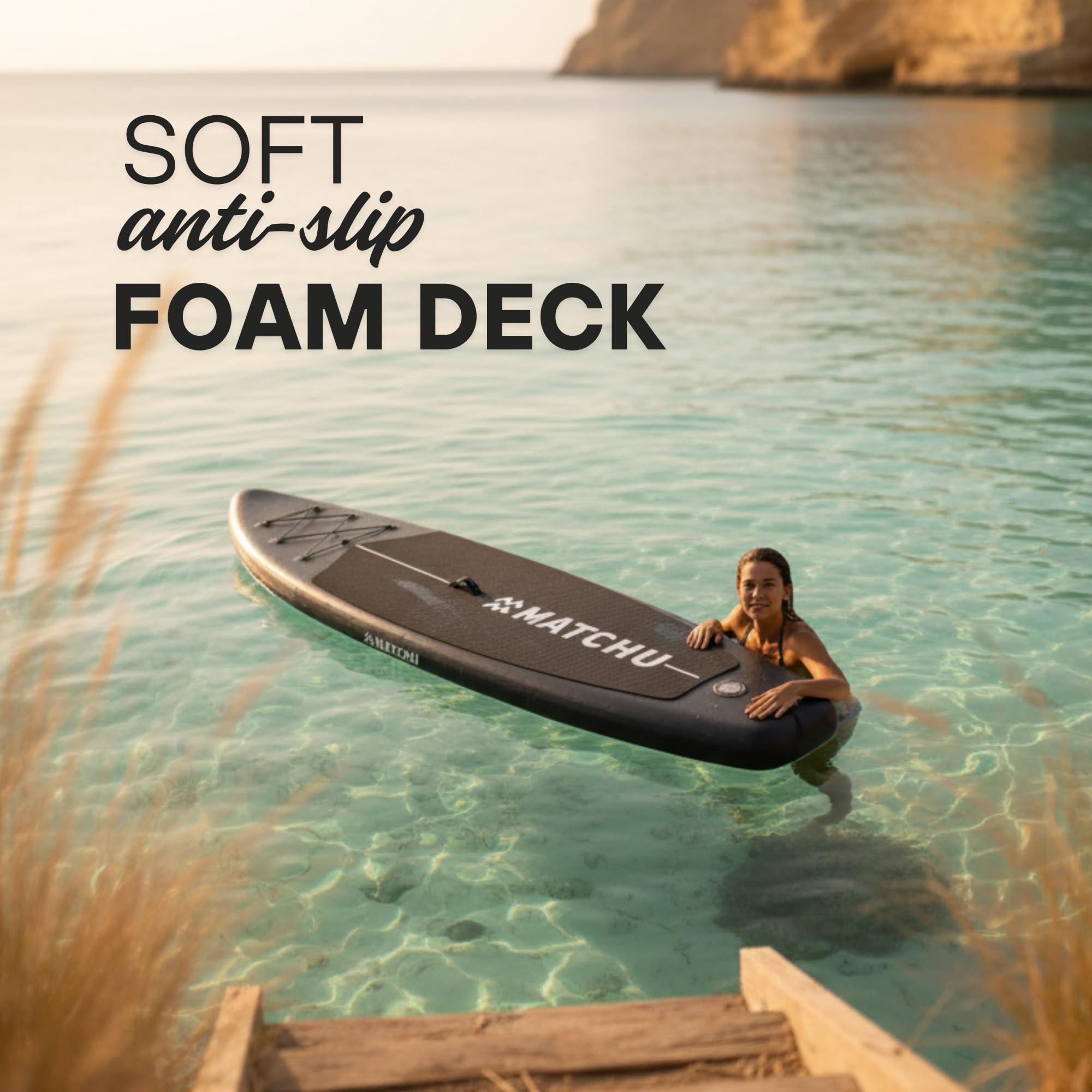 Matchu – Sup Gonfiabile – Tavola Sup Gonfiabile - Set completo - T/M 150 KG caricabile - 320x81x15 CM - Antiscivolo - Pedana morbida