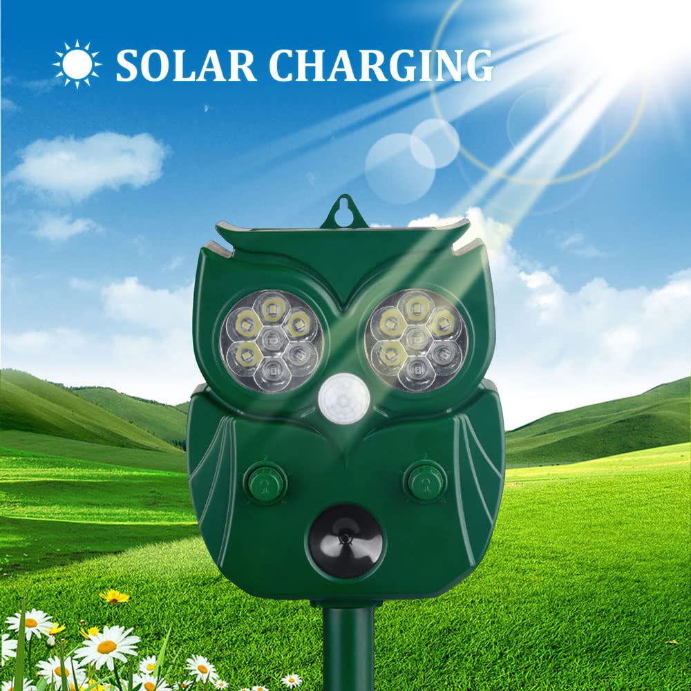 Repelente para Gatos, Ahuyentador para Gatos 5 Modos IP44 Impermeable Ultrasonido Repelente para Palomas, Pájaros, Perros, Ratones, Zorros