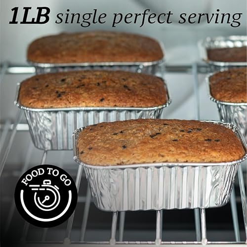 Miniatura 6 de Spare Essentials Paquete de 55 mini moldes de papel de aluminio de 1 libra, moldes desechables de aluminio para hornear para pan individual,