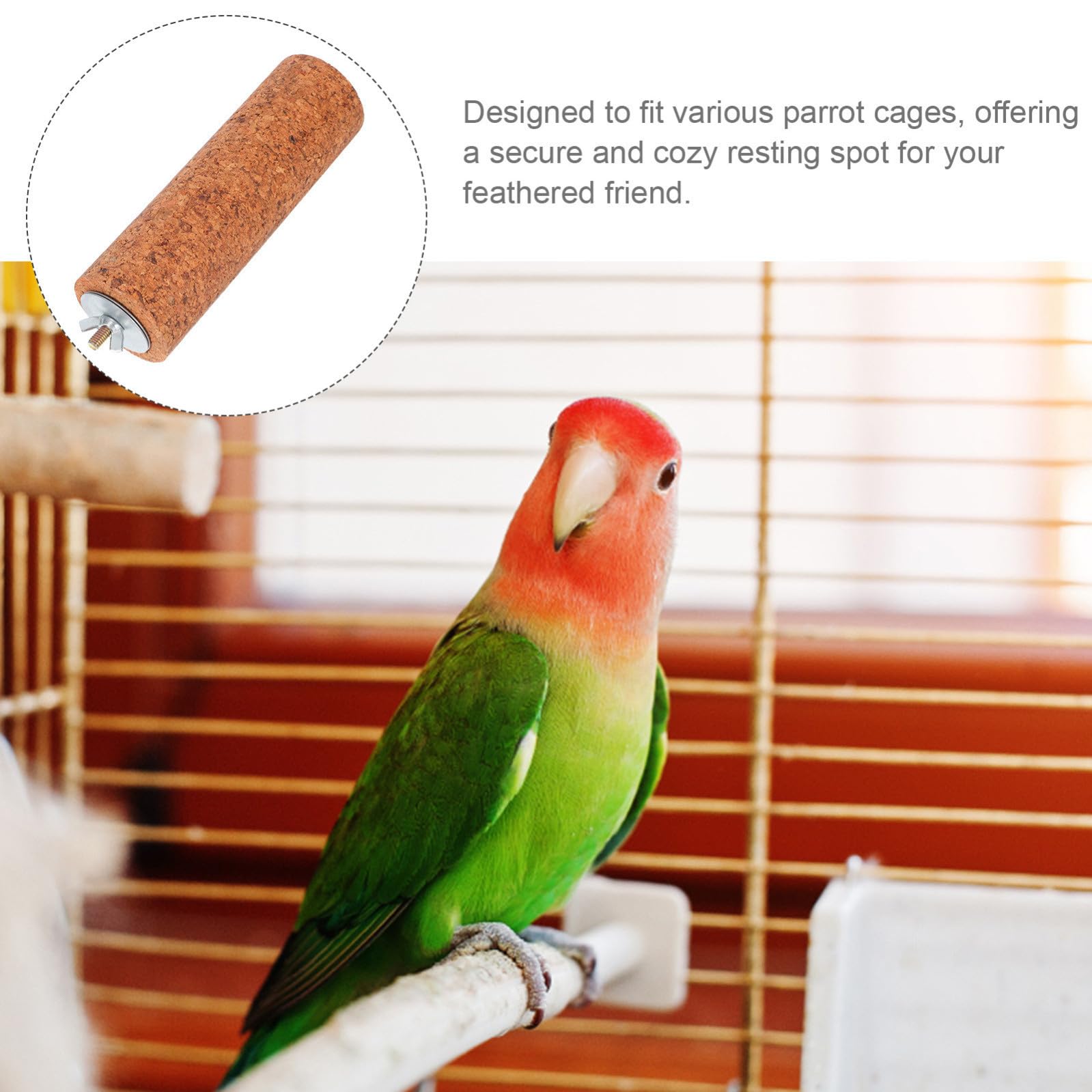 minkissy Supporto in Legno per Pappagalli Funzione Lima Unghie per Gabbie, Posatoio Resistente per Pappagallo la Cura e Gioco