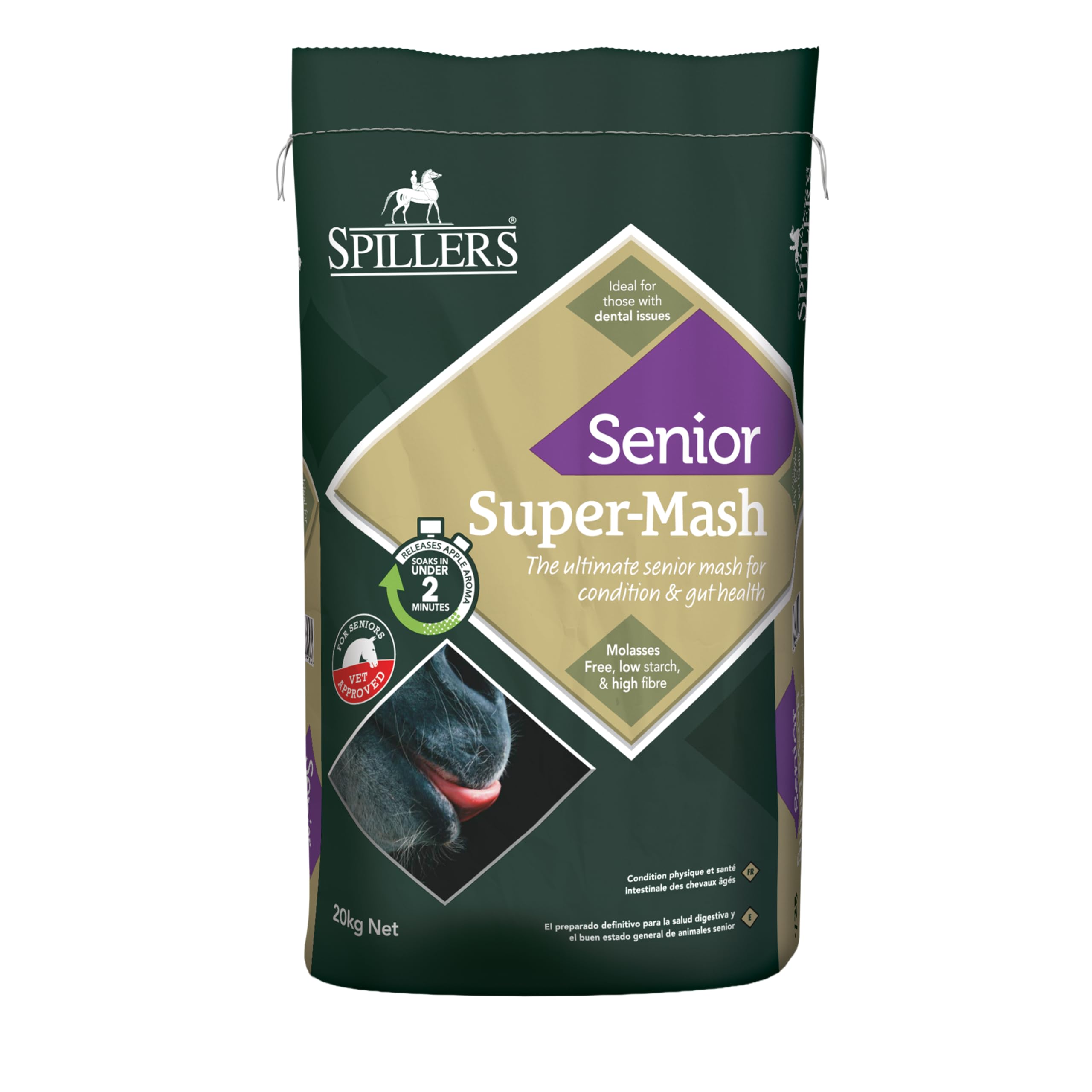 SPILLERS Super-Mash Senior Horse Feed 20kg - High in Digestible Fibre to Support Gut Health - Veteran Horse Feed Pellets with Vitamins E & C - Ideal for Senior Horses with Poor Teeth