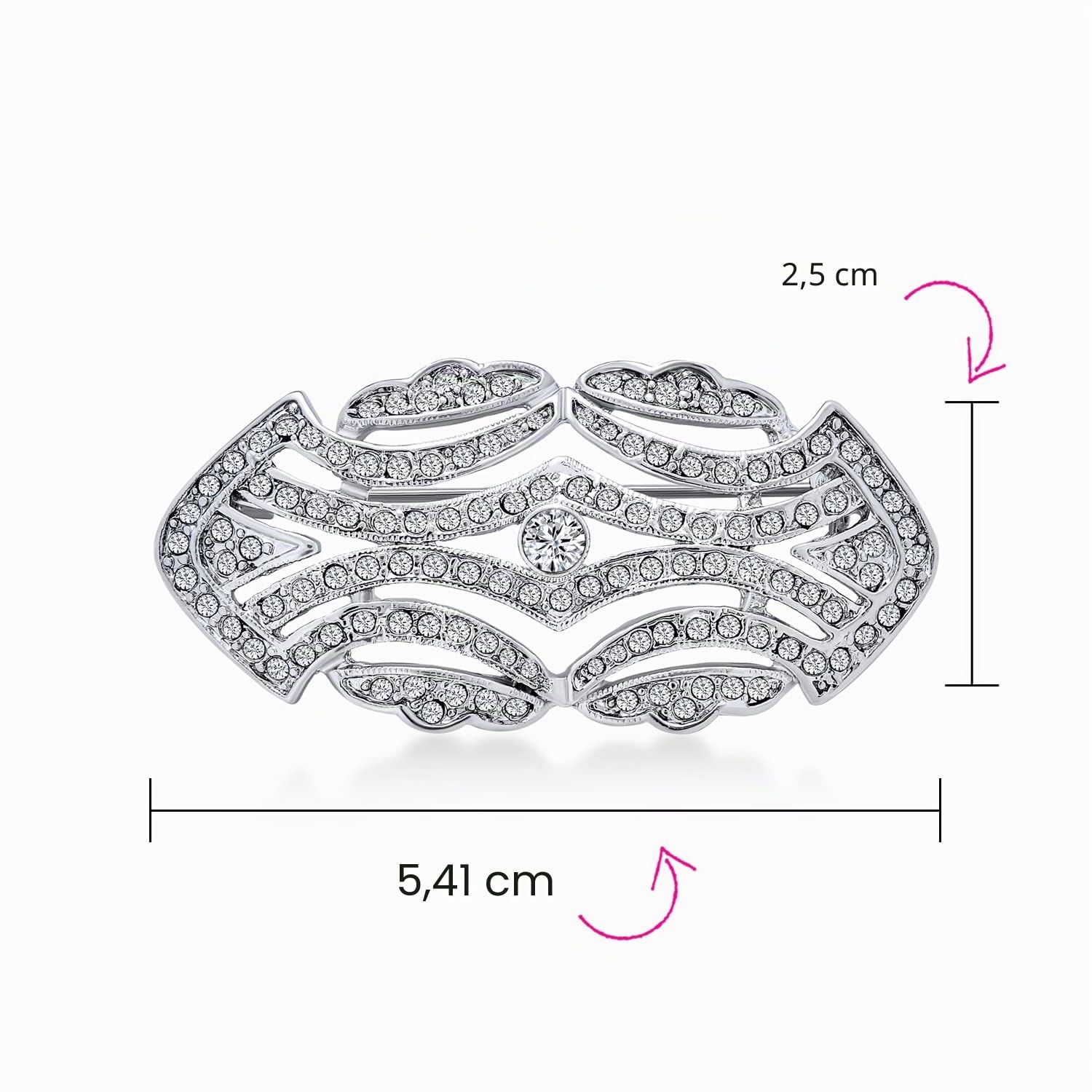 Collana accattivante Grande Pave Matrimonio Cristallo Moda Gatsby Vintage Art Déco Stile Sciarpa Spilla Da Donna Argento Ottone