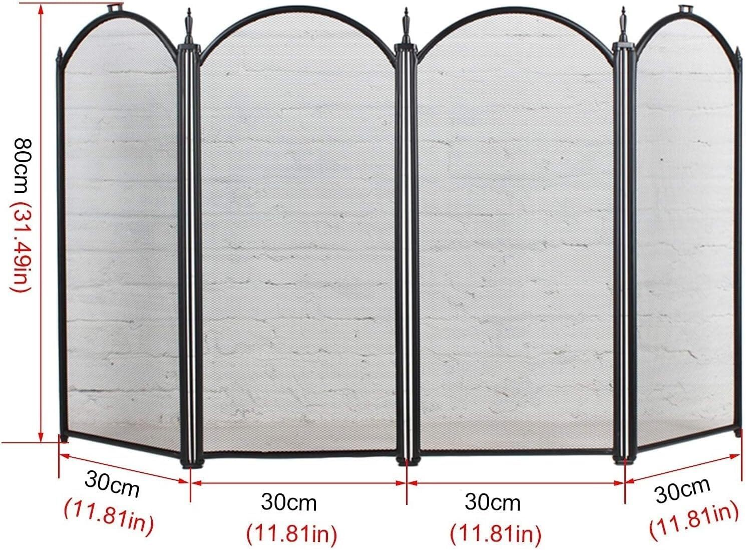 Fireproof Folding Screen for Fireplace - 4 Panels, Outdoor Privacy Barrier, Heat Resistant, Decorative Fire Pit Shield for Patio, Garden, and Home Use