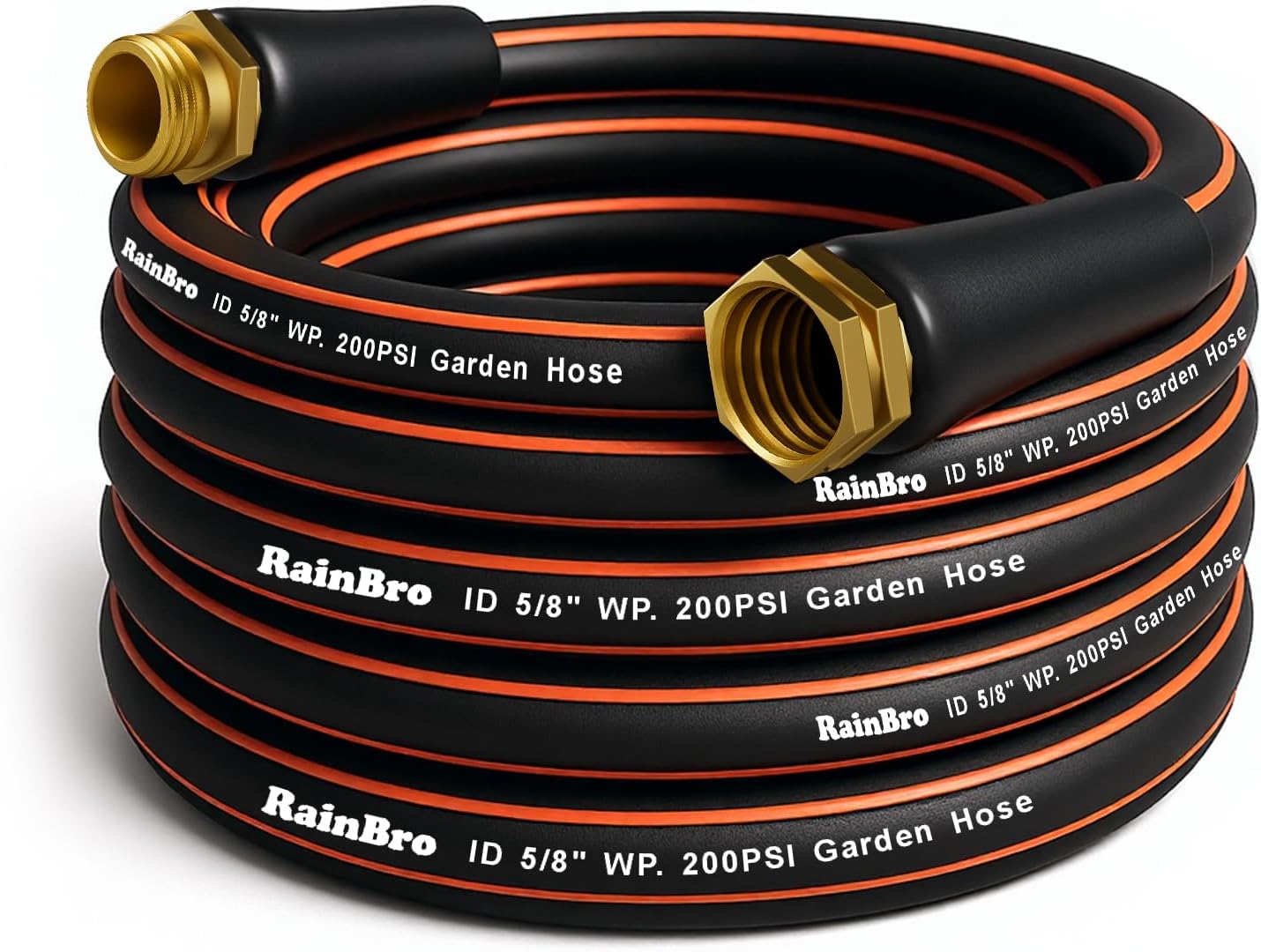 Flexibility Garden Hose, 25ft x 5/8", No-Kink, Wear-Resistant & Freeze-Resistant, Flexible Water Hose, Rubber Hose With Male/Female Fittings,Working Pressure 200 PSI,Burst 600 PSI, 3/4'' GHT