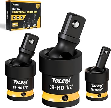 TOLESA Swivel Socket Set, 1/4, 3/8, 1/2 Drive, Impact Universal Joint