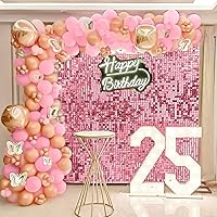 Vista 36 de 36 Panels Giltter Wall Backdrop Pink Shimmer Wall Backdrop for Party Wedding Birthday Engagement Bachelorette Parties Anniversary Decoration