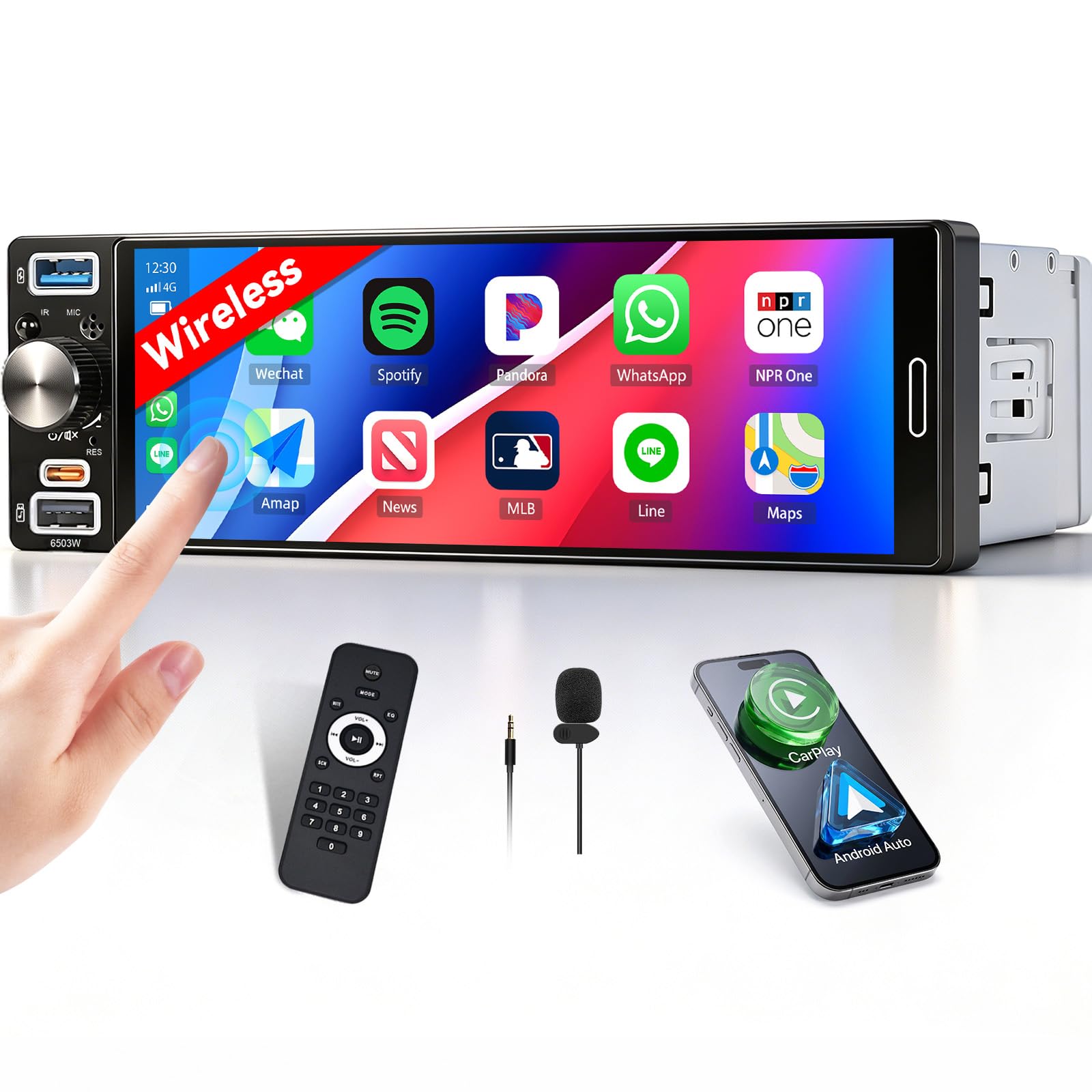 Amazon.com: Single Din Car Stereo with Wireless Carplay Android