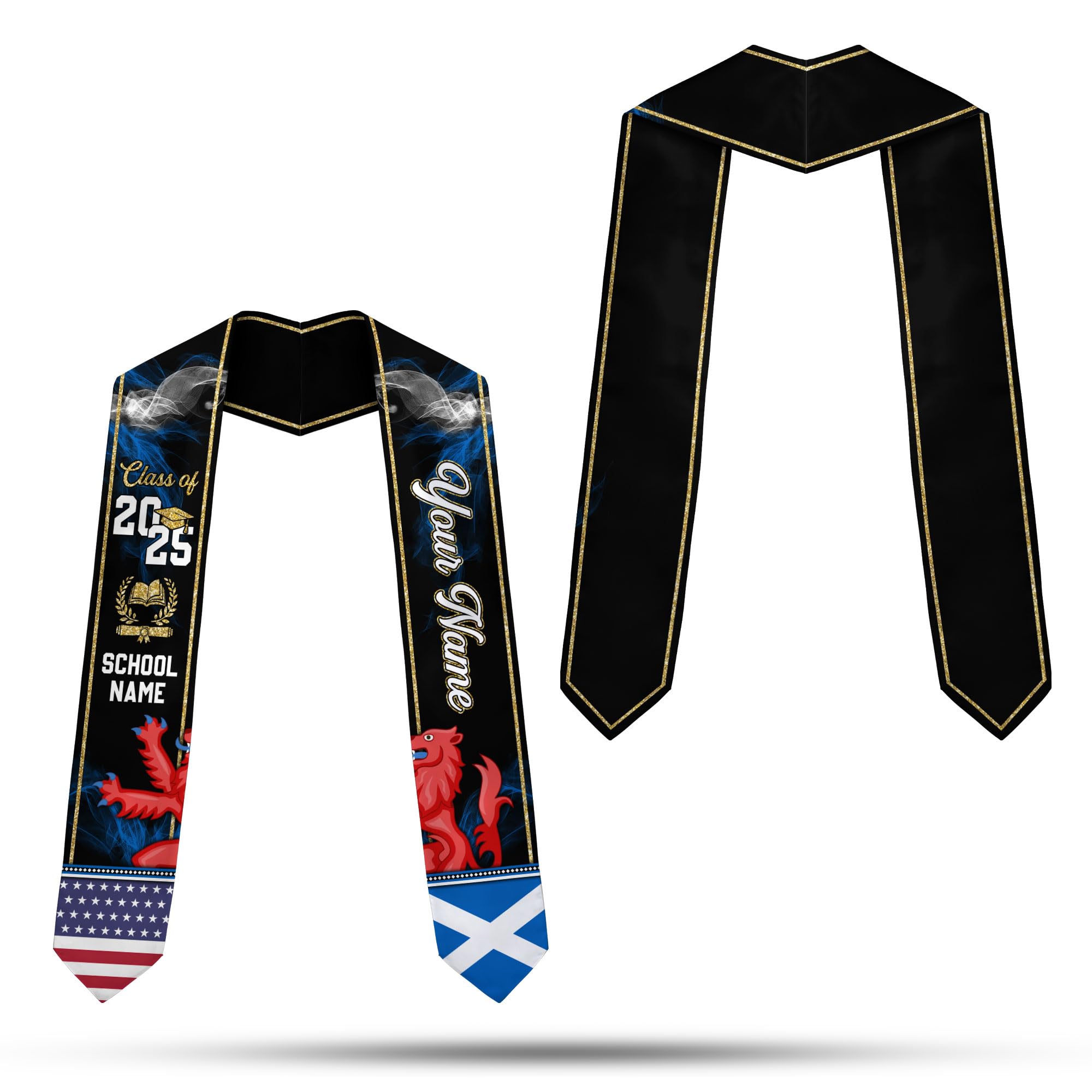 MonkeyVan Scotland Graduation Sash Custom Scotland American Flag Graduation Sash 2025 Scotland Graduation Stole Customize Scl10