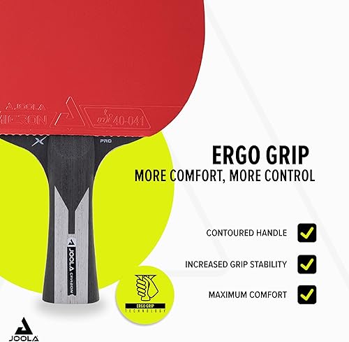 Vista 4 de JOOLA Carbon X Pro Performance Raqueta de Ping Pong - Mango de Agarre Ergonómico y Tecnología de Fricción Pro - Aprobada por la ITTF - Raqueta