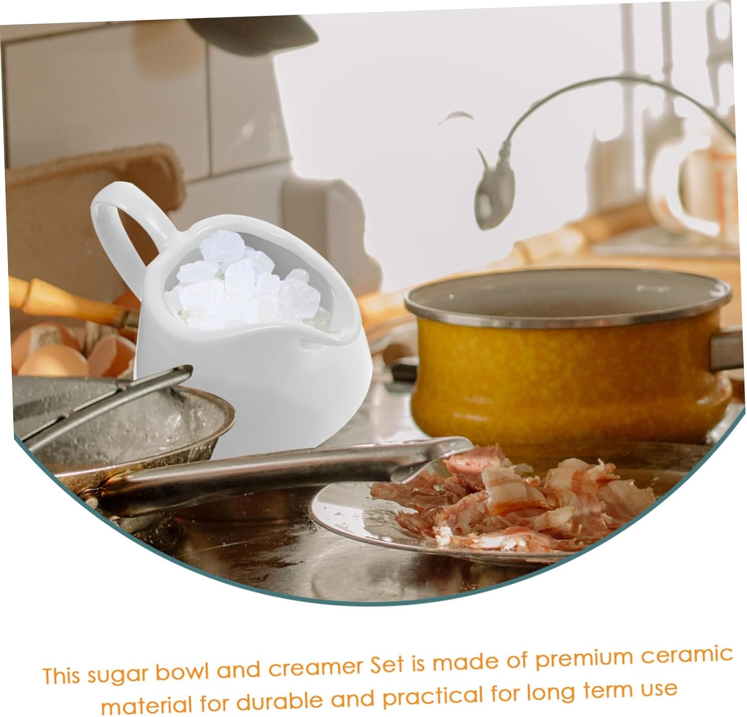 Ceramic Sugar Bowl and Cream Pitcher Set Tray and Spoon for Use Elegant Design for Sugar and Creamer Serving