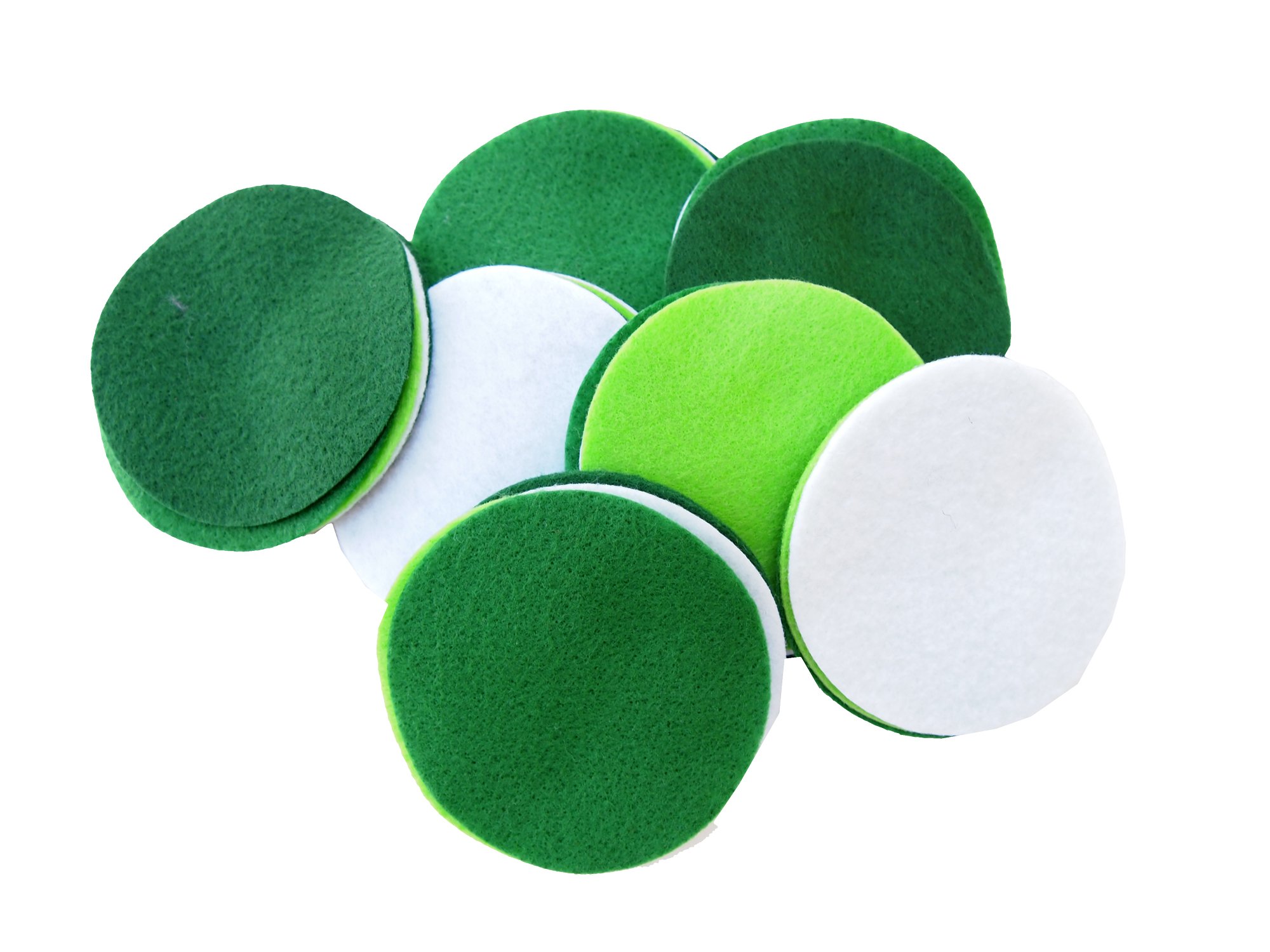 Dark Green, Green, Light Green, White Felt Circles Color Set (3/4 to 5 inch)