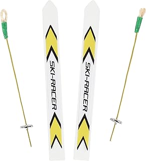 Nordstern Miniature Ski with Ski Poles - Sporty Skis as Accessory for Christmas Gnome and Christmas Decoration for Winter Landscape - 10 cm Long