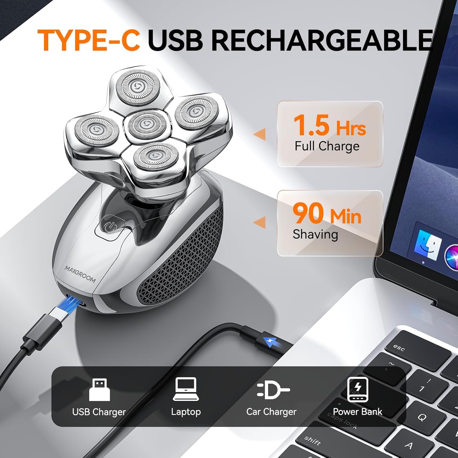 ماكينة حلاقة رأس للرجال MAXGROOM M-1800 5 في 1 بشف...