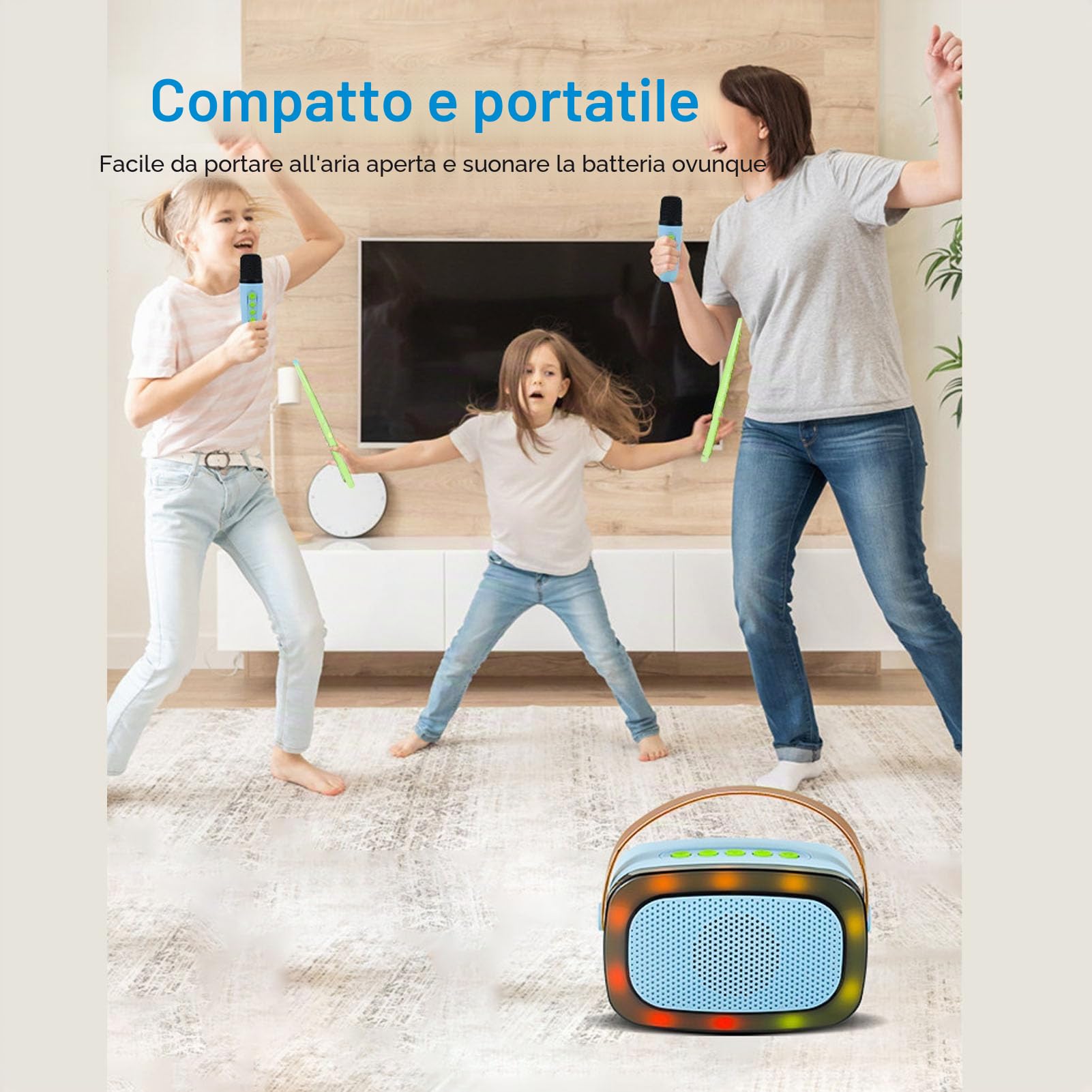 Set di Batteria Ad Aria Virtuale, Bacchette Elettriche con Rilevamento del Movimento 3D Bacchette Ad Aria con Pedali, Kit di Batteria Portatile per Adulti e Bambini Principianti
