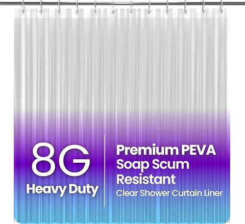 LiBa Bathroom Shower Curtain Waterproof Plastic Shower Curtain Premium PEVA Non-Toxic with Rust Proof Grommets Clear 8G Bathroom Accessories 72x72(1a. 8g-clear,72"W x 78"L (Pack of 1))