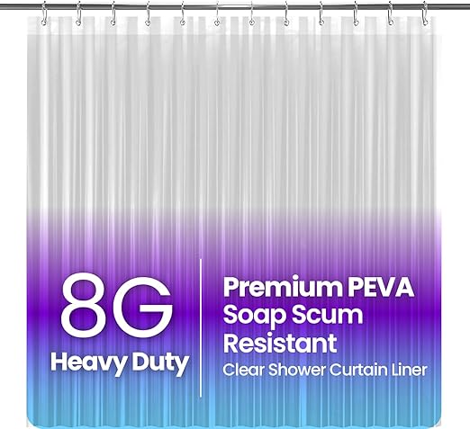 LiBa Bathroom Shower Curtain - Waterproof Plastic Shower Curtain Premium PEVA Non-Toxic Shower with Rust Proof Grommets Clear 8G Heavy Duty Bathroom Accessories 72x78