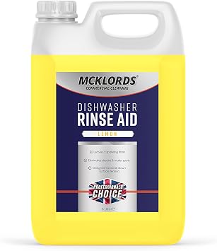 McKLords Commercial Dishwasher Rinse Aid Lemon Fragrance, Yellow, 5 Litre