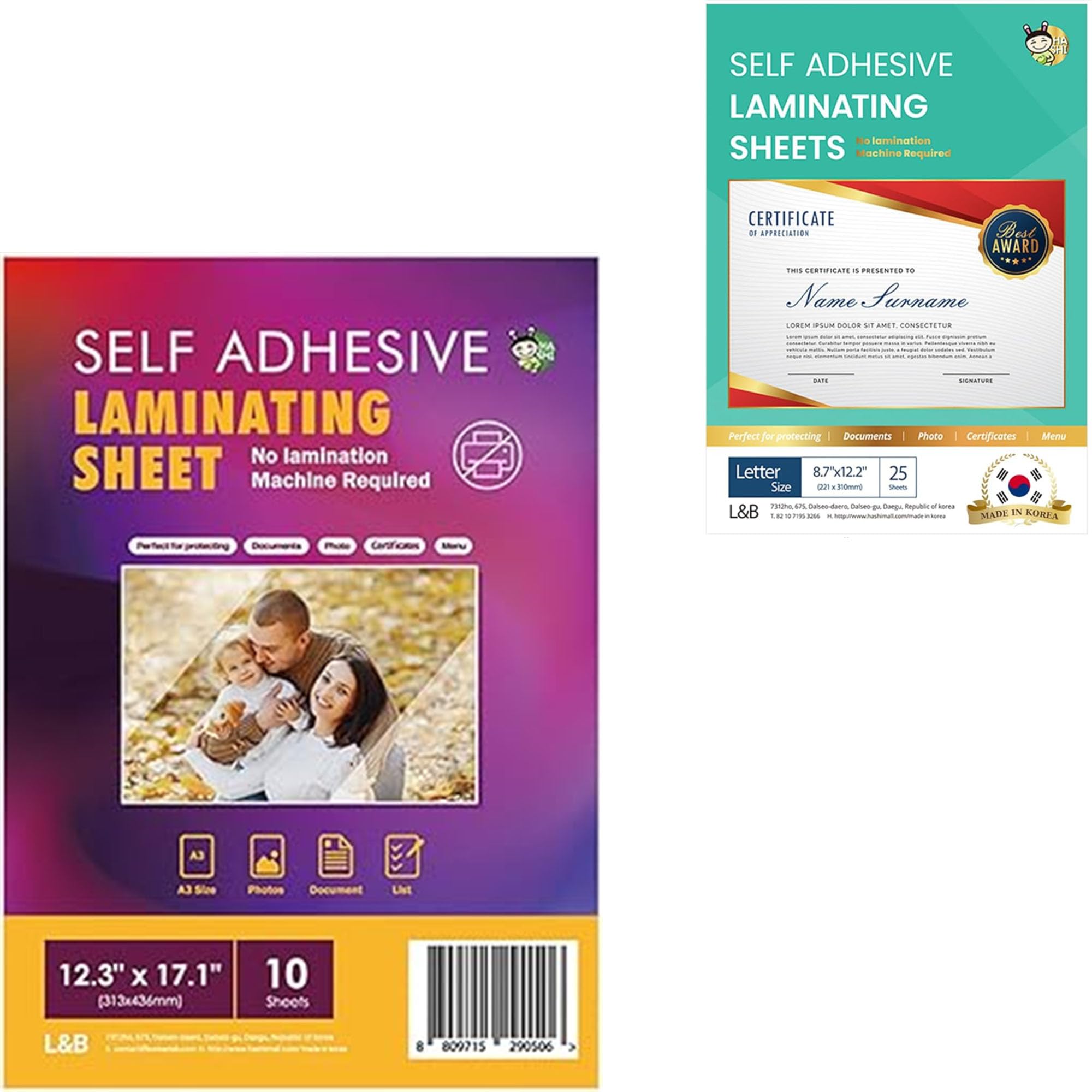 Menu Size 10 Sheets +Letter Size 25 Sheets - HA SHI 3 Self Laminating