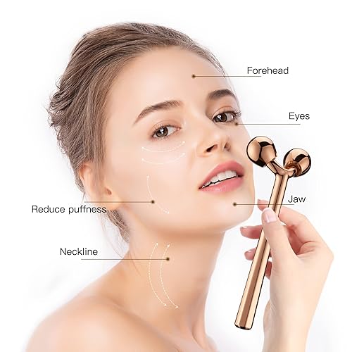 Miniatura 8 de Tekson Faical - Masajeador de rodillo herramienta de masaje facial de metal 3D para reducir la hinchazón eliminar arrugas de los ojos levantamiento