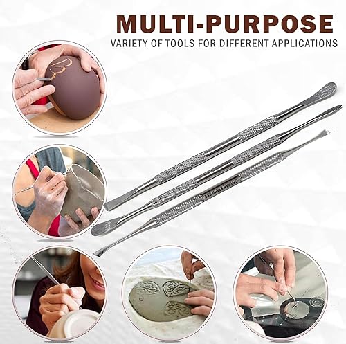 Miniatura 2 de A2Z - Talladores de doble punta para decoración de cerámica, suavizado de cerámica, modelado, herramientas de mano adecuadas para alfareros y
