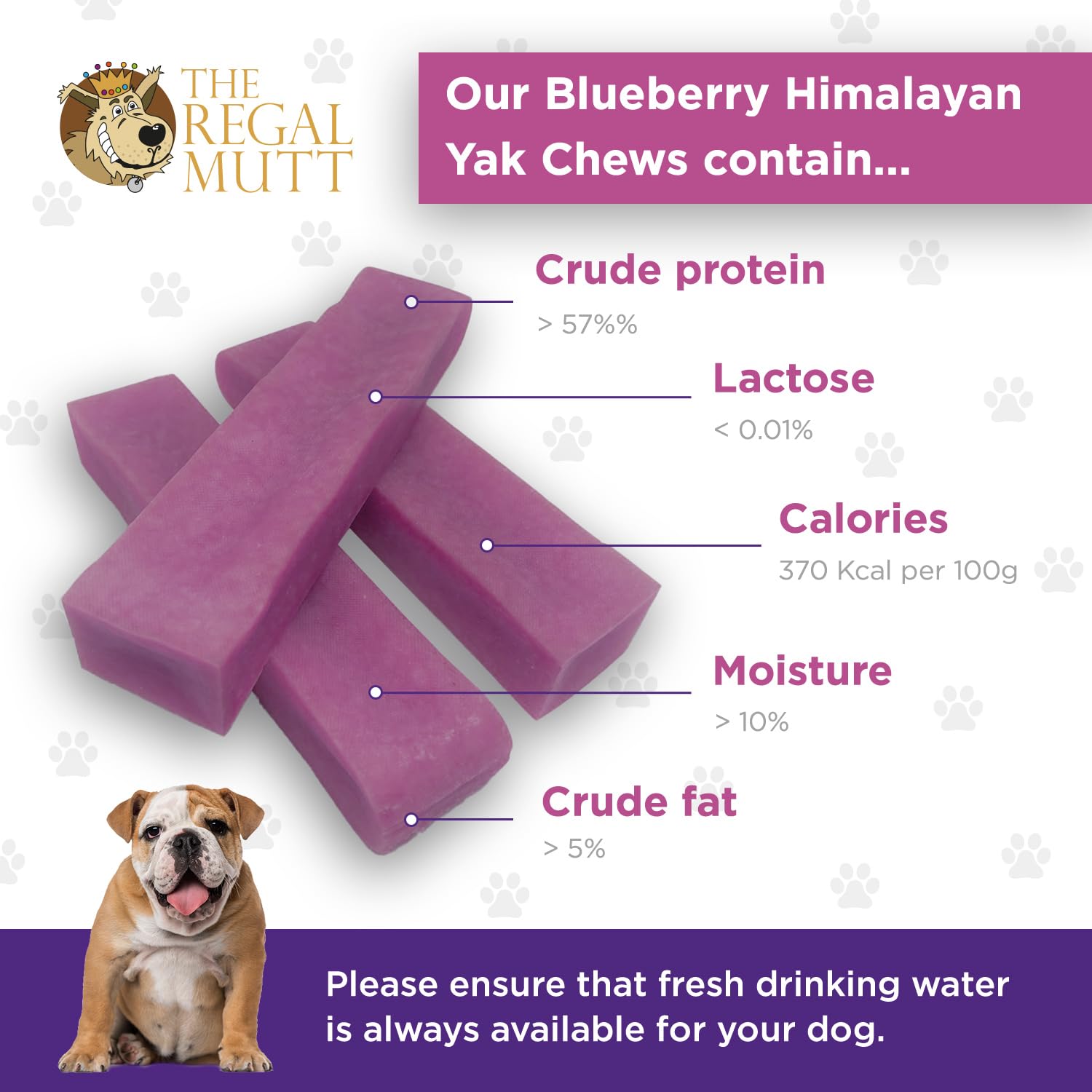 The Regal Mutt - Himalayan Yak Chews - Blueberry Flavour - Medium - Bag of 3, 3 g (Pack of 1) - Image 4