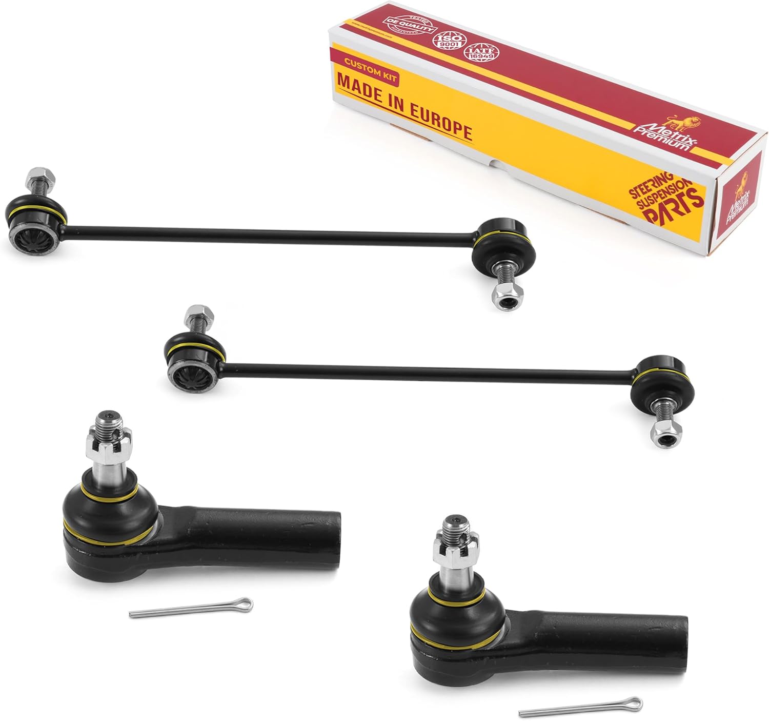 Metrix Premium Chassis Parts - 4 PC Outer Tie Rod End & Front Sway Bar Stabilizer End Link Kit Fits 05-09 Ford Escape, 08-09 Mazda Tribute, 05-09 Mercury Mariner, ES3631, K80296, Made in Europe