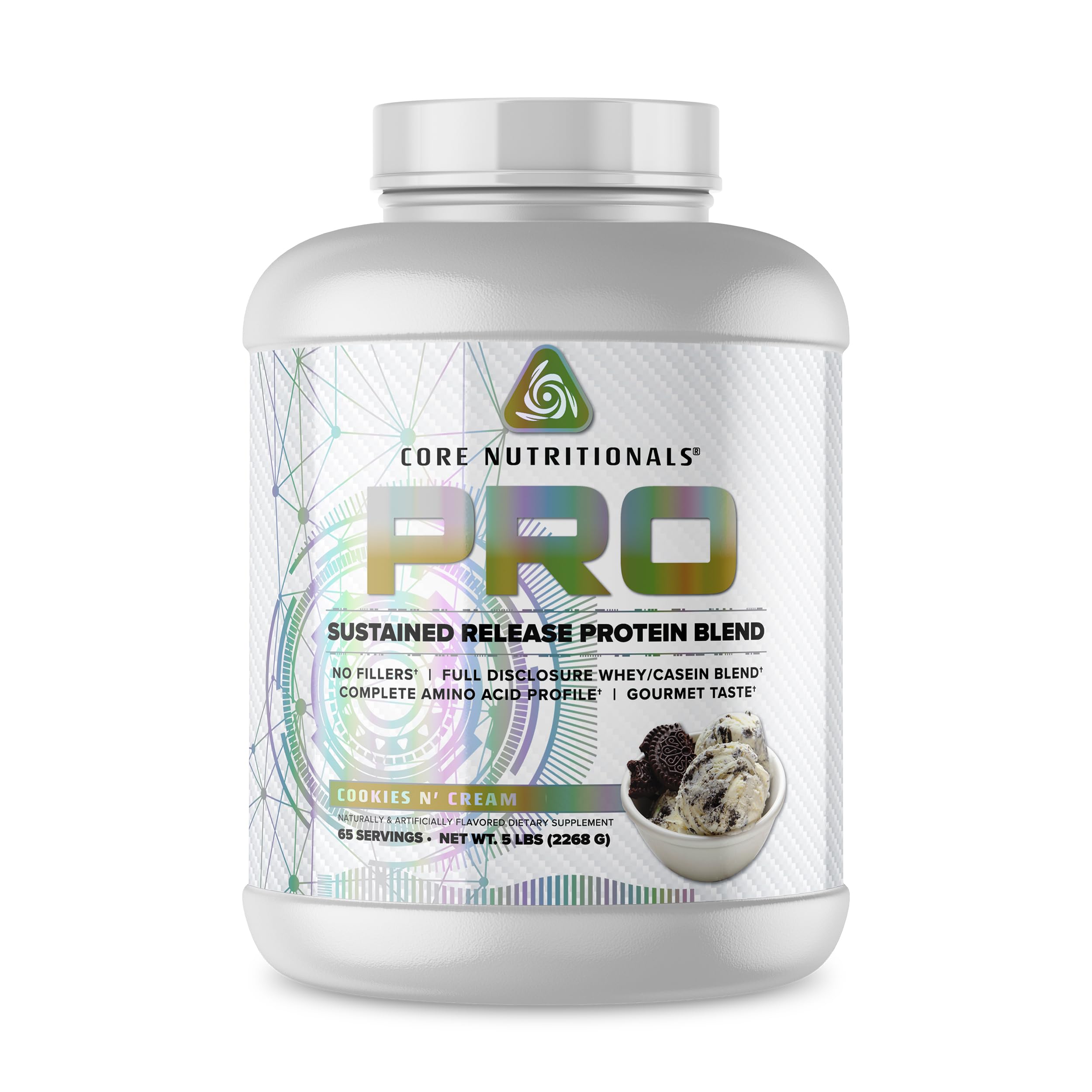 Pro Sustained Release Whey Protein Blend | with Digestive Enzymes | 25g Protein, 2g Carbs | No Fillers | 5 Pound (Cookies N Cream)