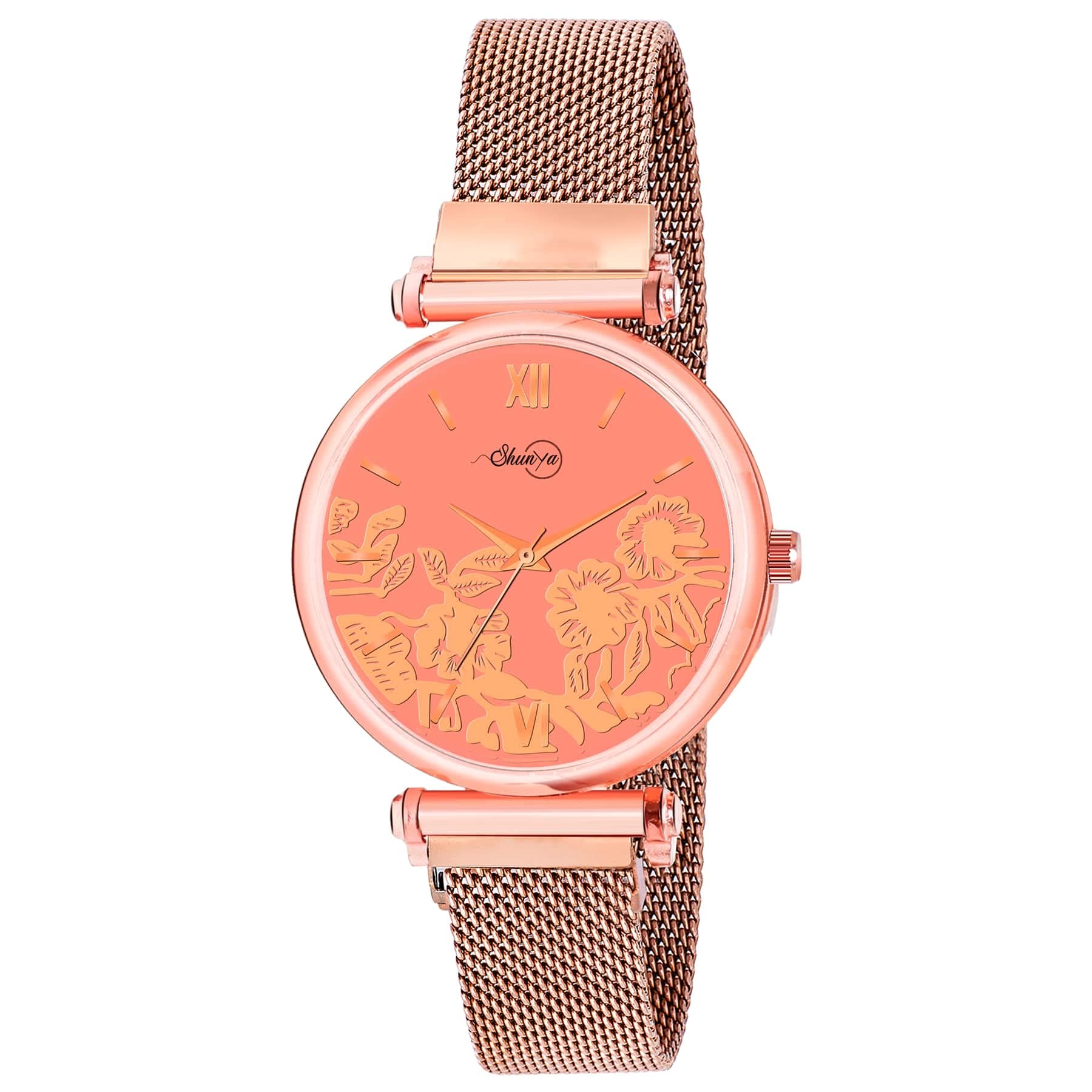 Shunya New Analog Orange Blur Flower Designing Look Magnate Rose Gold Strap Woman & Girls Watch (B09NX9WCX2) Amazon Price History, Amazon Price Tracker