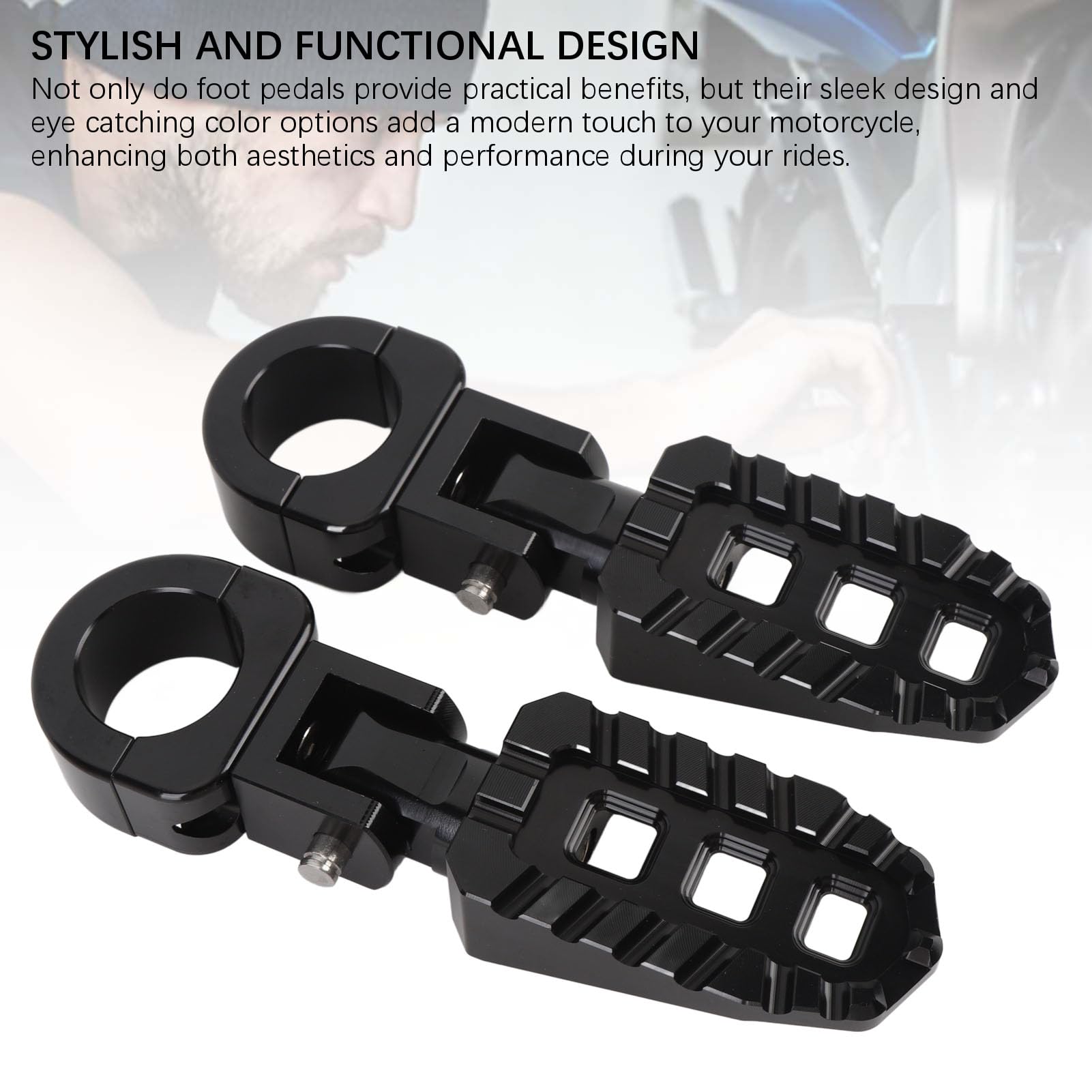 Shkalacar 1 par de Estriberas de Motocicleta, Estriberas Plegables Ajustables, Aleación de Aluminio T6063, Agarre Mejorado, Ajuste Universal, para Barra de 1 Pulgada, 1,06