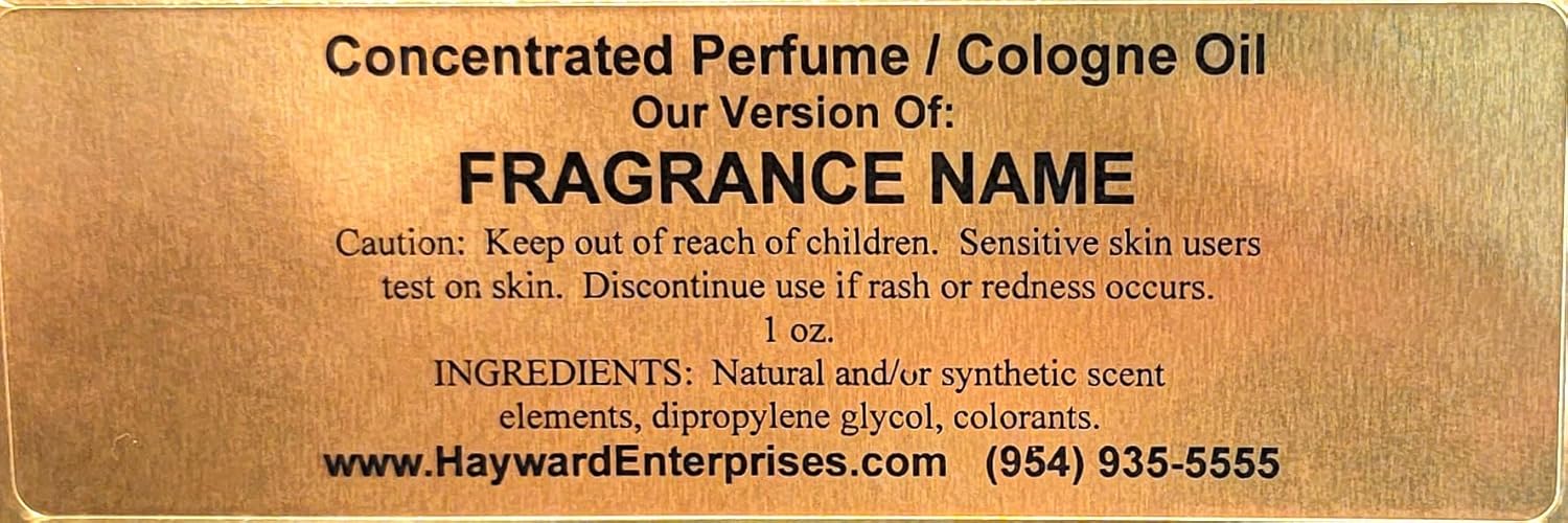 HYWD Enterprises Cologne Oil Comparable to FAHRENHEIT 0 DEGREE for Men, Fragrance Rendition, Eau de Parfum, 1 oz. (30ml) Squeeze (SCENTS F - N)