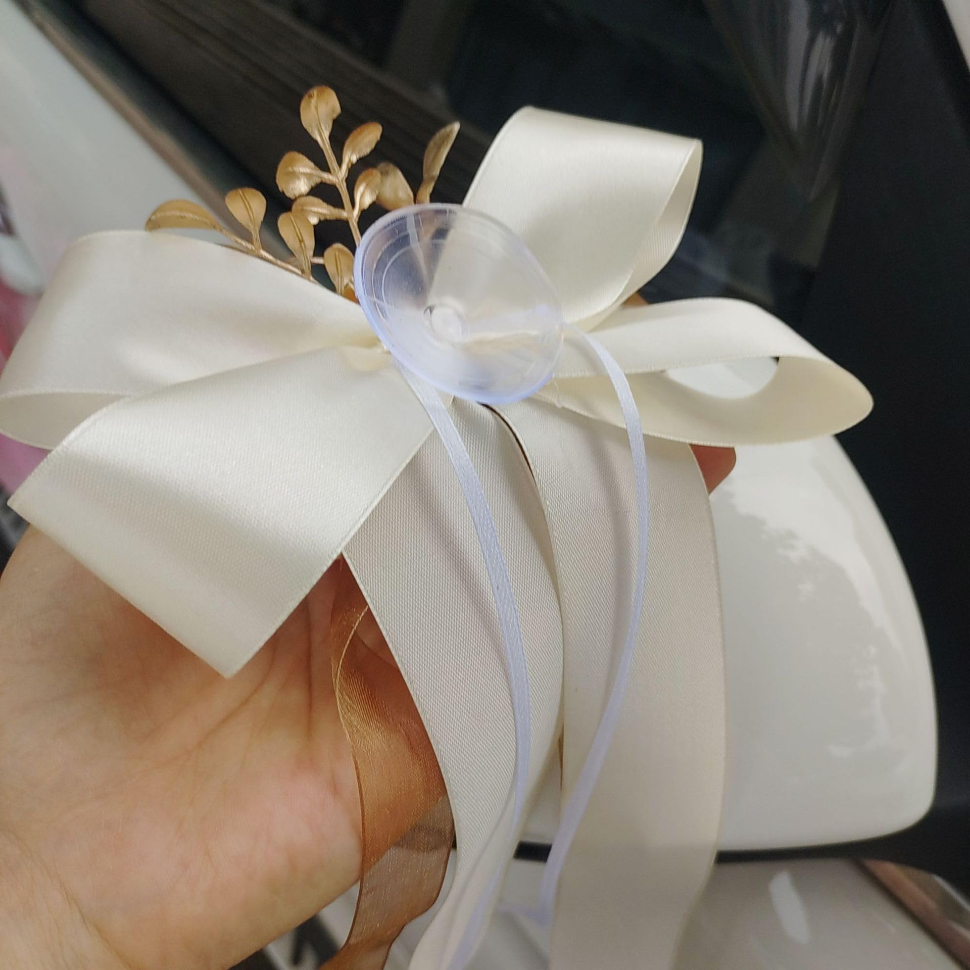 Autodekoration Blumen Seidenblumen Schleife für Auto Autoschleifen Hochzeit Autoschmuck Rückspiegel Türgriff Dekoration Schleife Hochzeit Stuhl zurück Blume Mit Saugnapf Braun 16 Stück