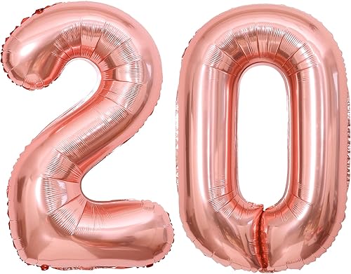 Vista 83 de Globos de oro rosa con el número 80, globos gigantes grandes de 40 pulgadas, globos de aluminio de Mylar de oro rosa con números 80 para fiesta