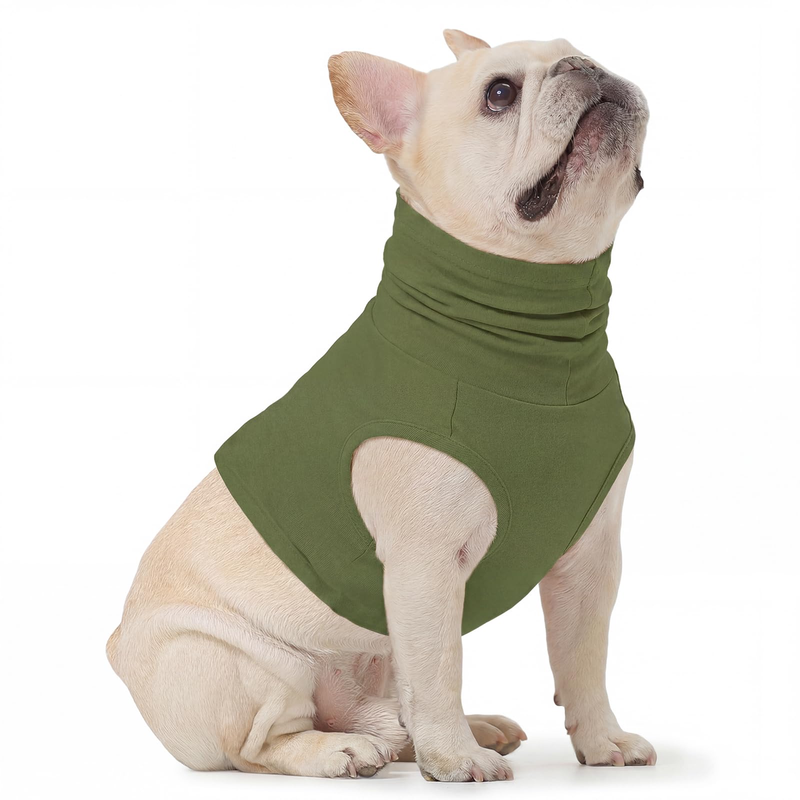 PUMYPOREITY Dog Neck Wound Cover, High Neck Dog Vest Breathable Bandage To Cover Ears Snoods For Spaniels(Army green, L) — image 1