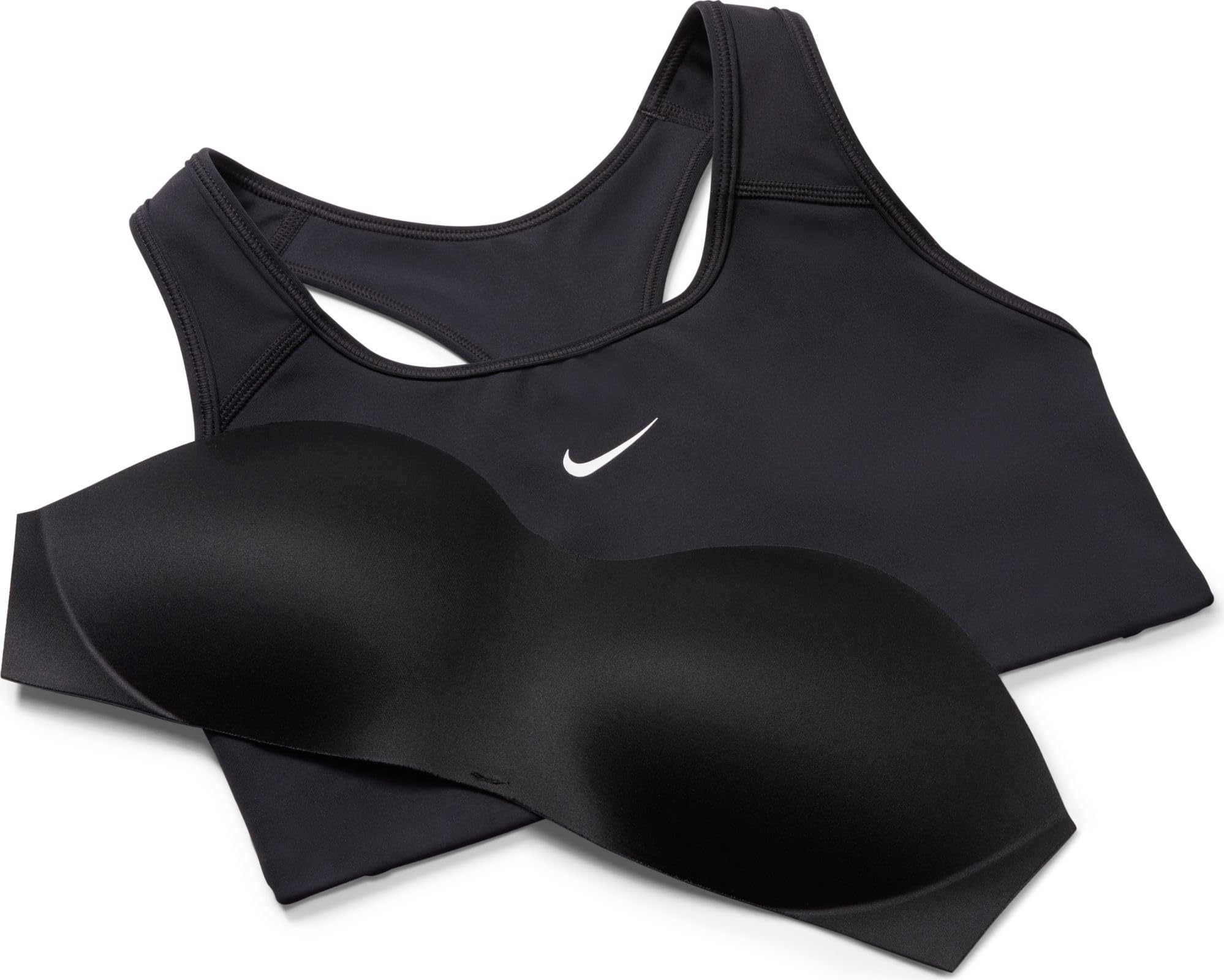 Nike Damen Swoosh Padded Sport-BH mit Mittlerem Halt, Black/White, M